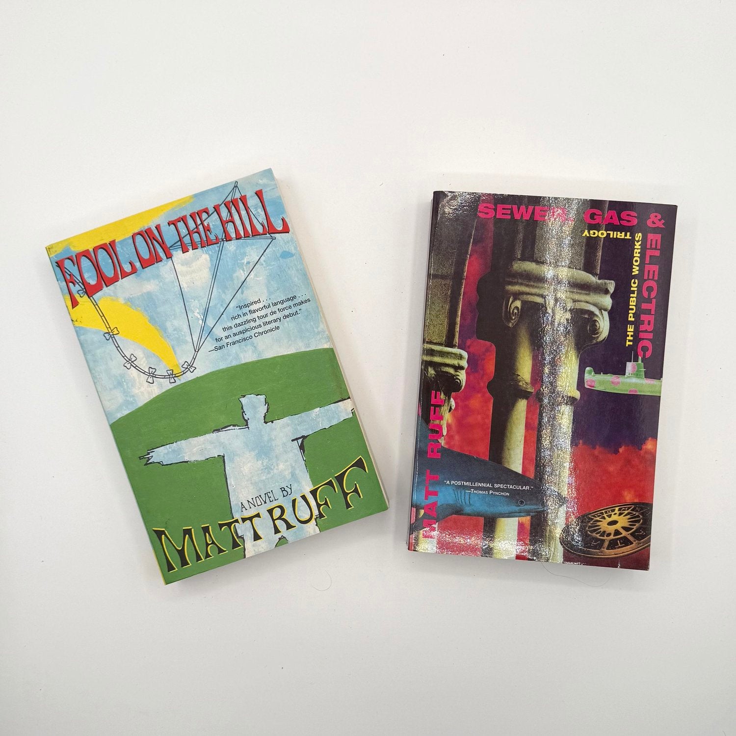 Matt Ruff paperback book set - Sewer Gas Electric first edition and Fool on the Hill Grove Press