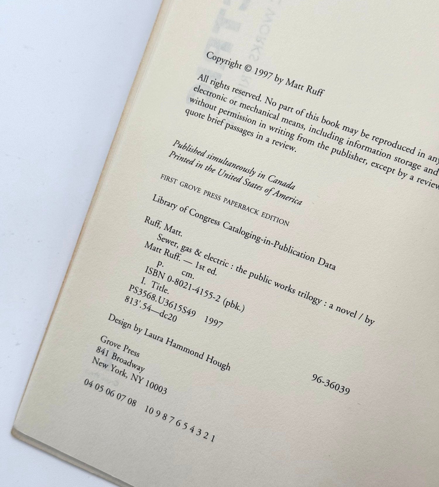 Book copyright page with text on a white background