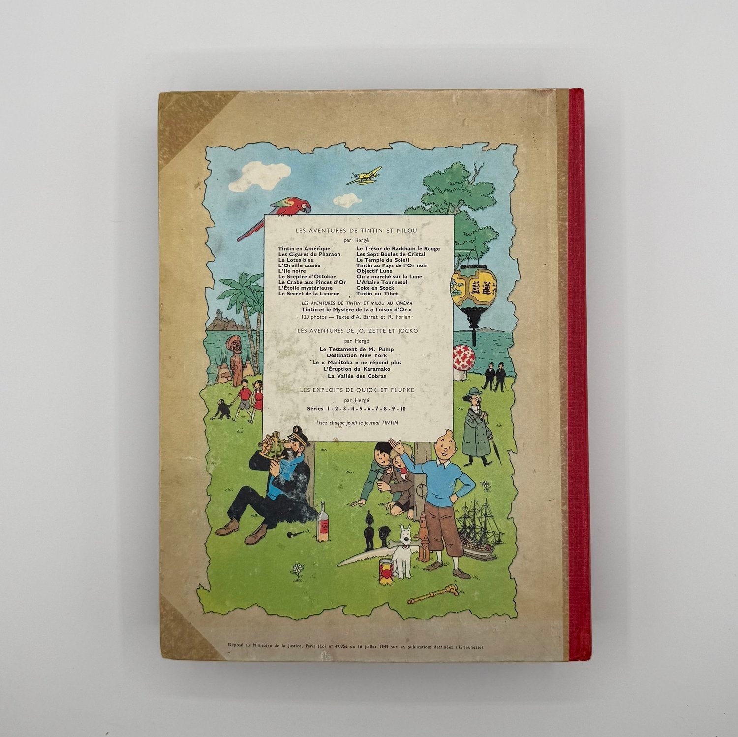 Vintage book cover with illustrations and text on a plain background