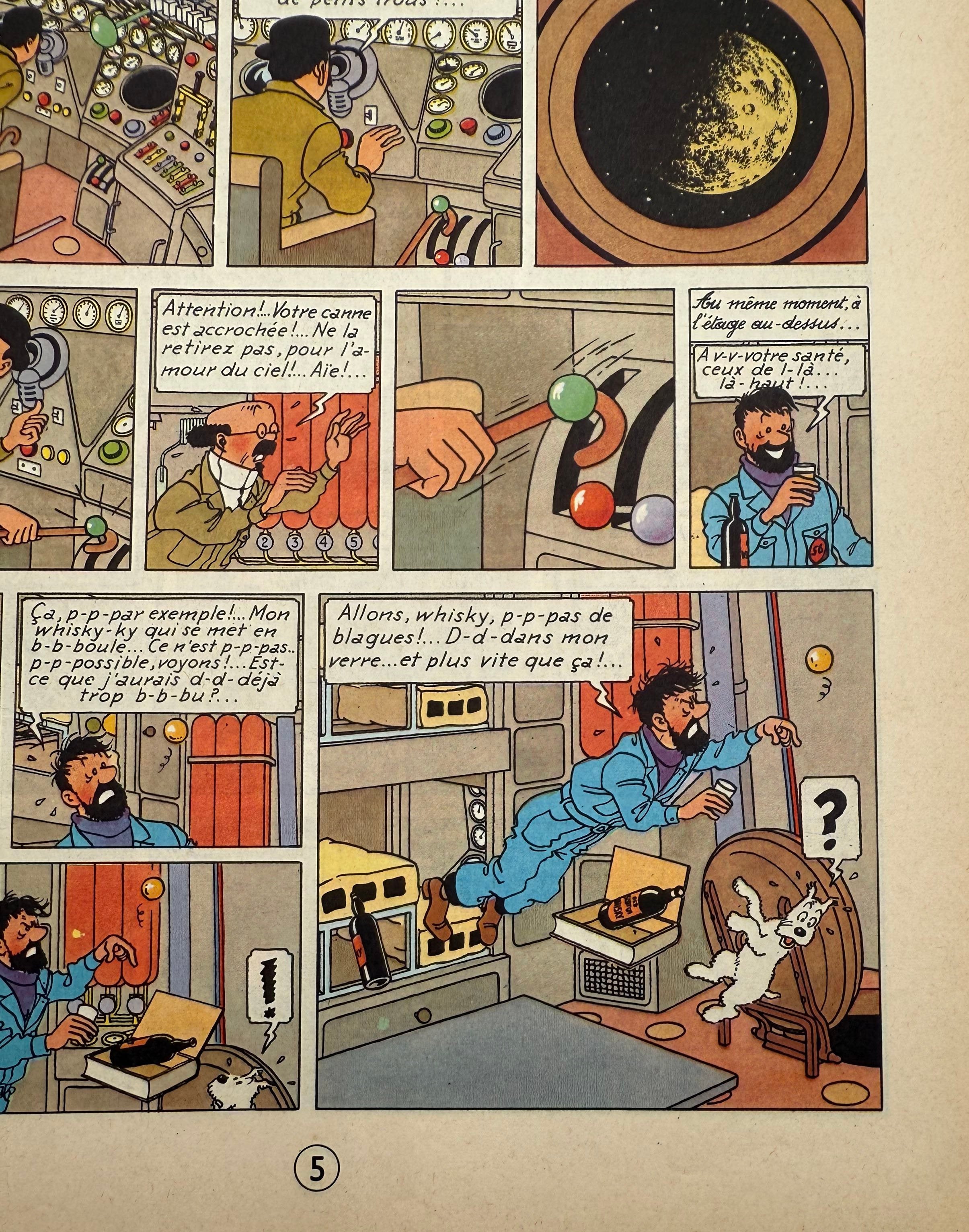 Comic strip with a character in a space-themed room interacting with various objects.