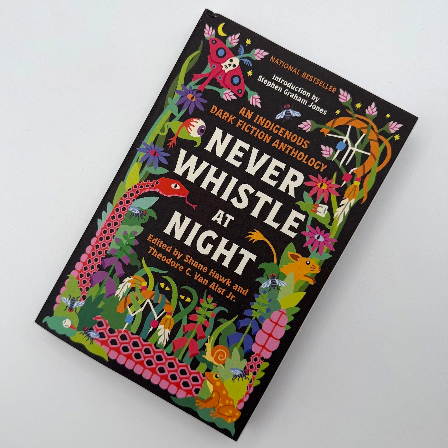 Never Whistle at Night Indigenous dark fiction anthology paperback book cover - horror folklore collection