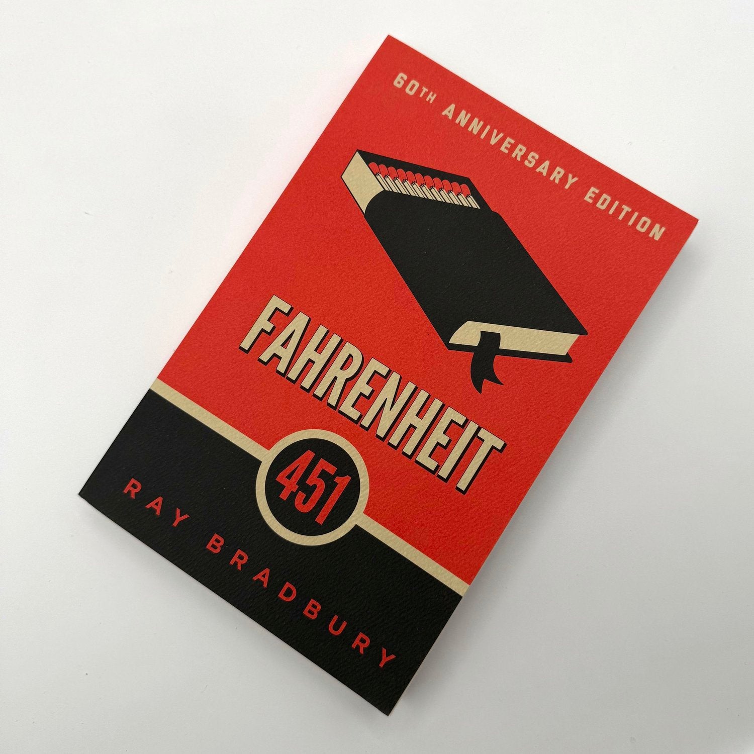 Fahrenheit 451 by Ray Bradbury paperback book cover - classic dystopian science fiction novel