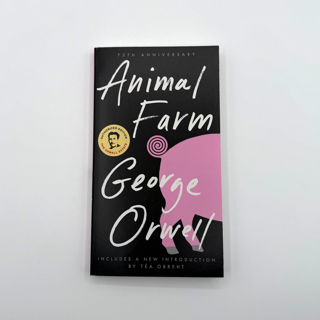 Book cover of 'Animal Farm' by George Orwell on a white background