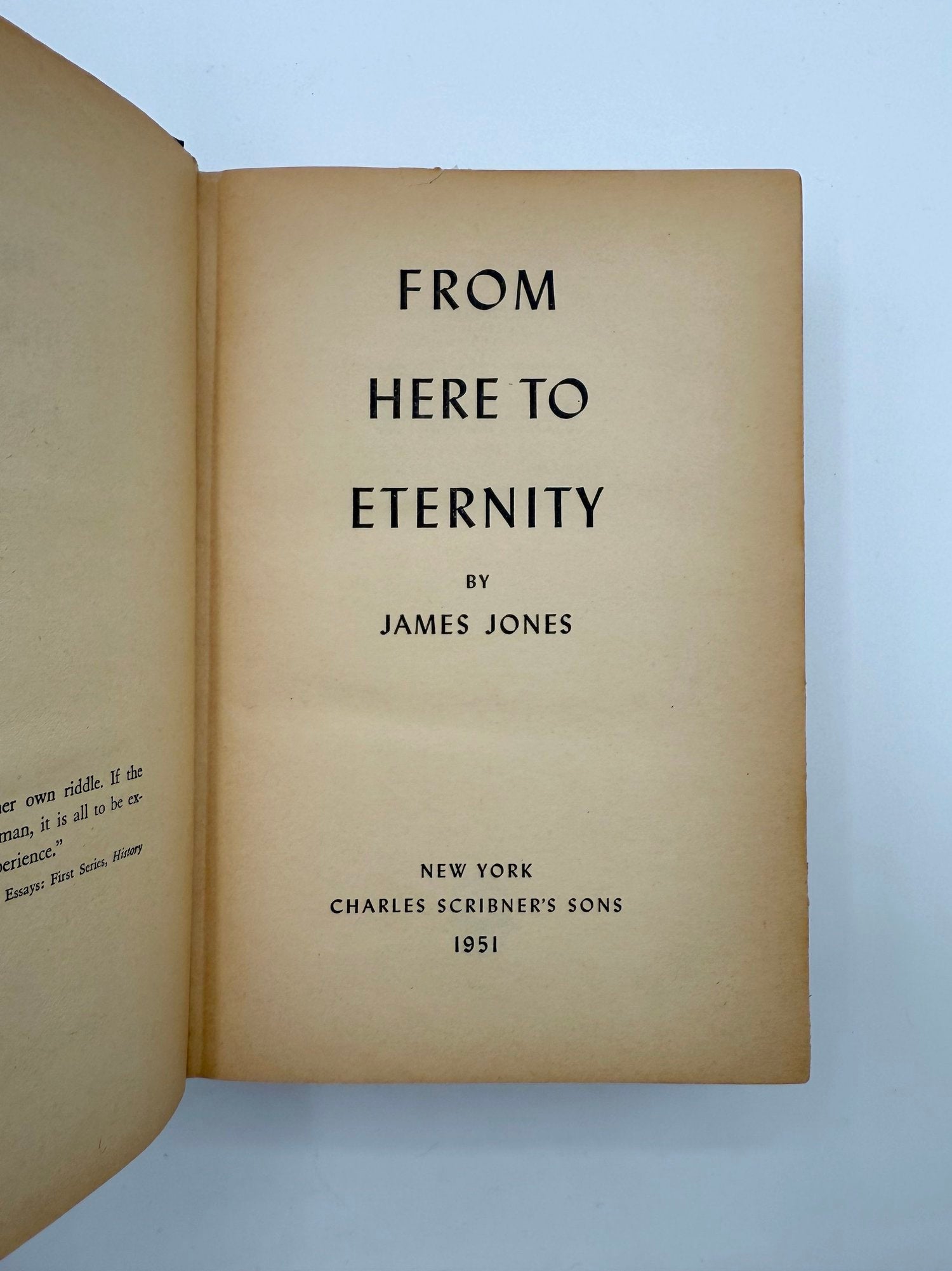 Title page of 'From Here to Eternity' by James Jones with a plain background