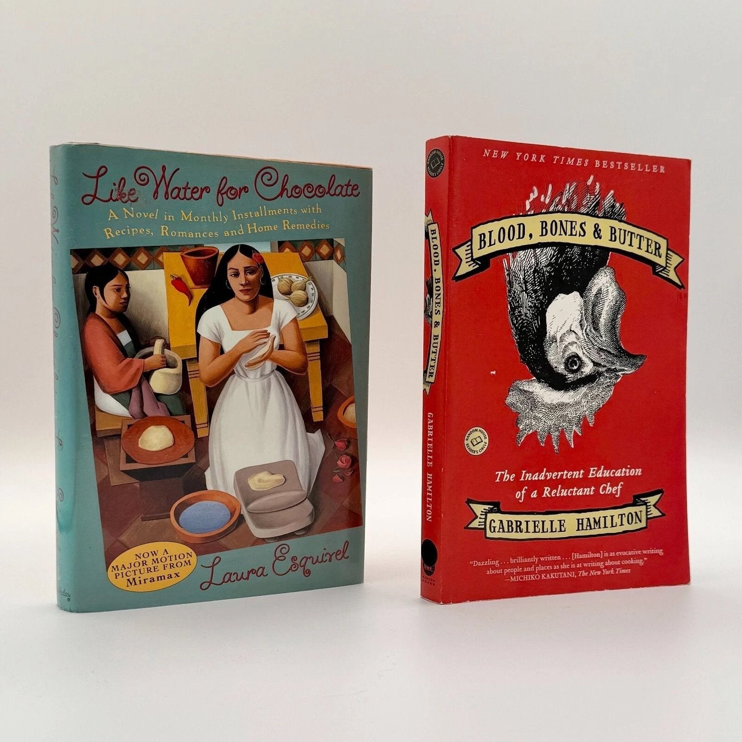Like Water for Chocolate and Blood Bones Butter book set - food literature culinary memoirs Laura Esquivel Gabrielle Hamilton
