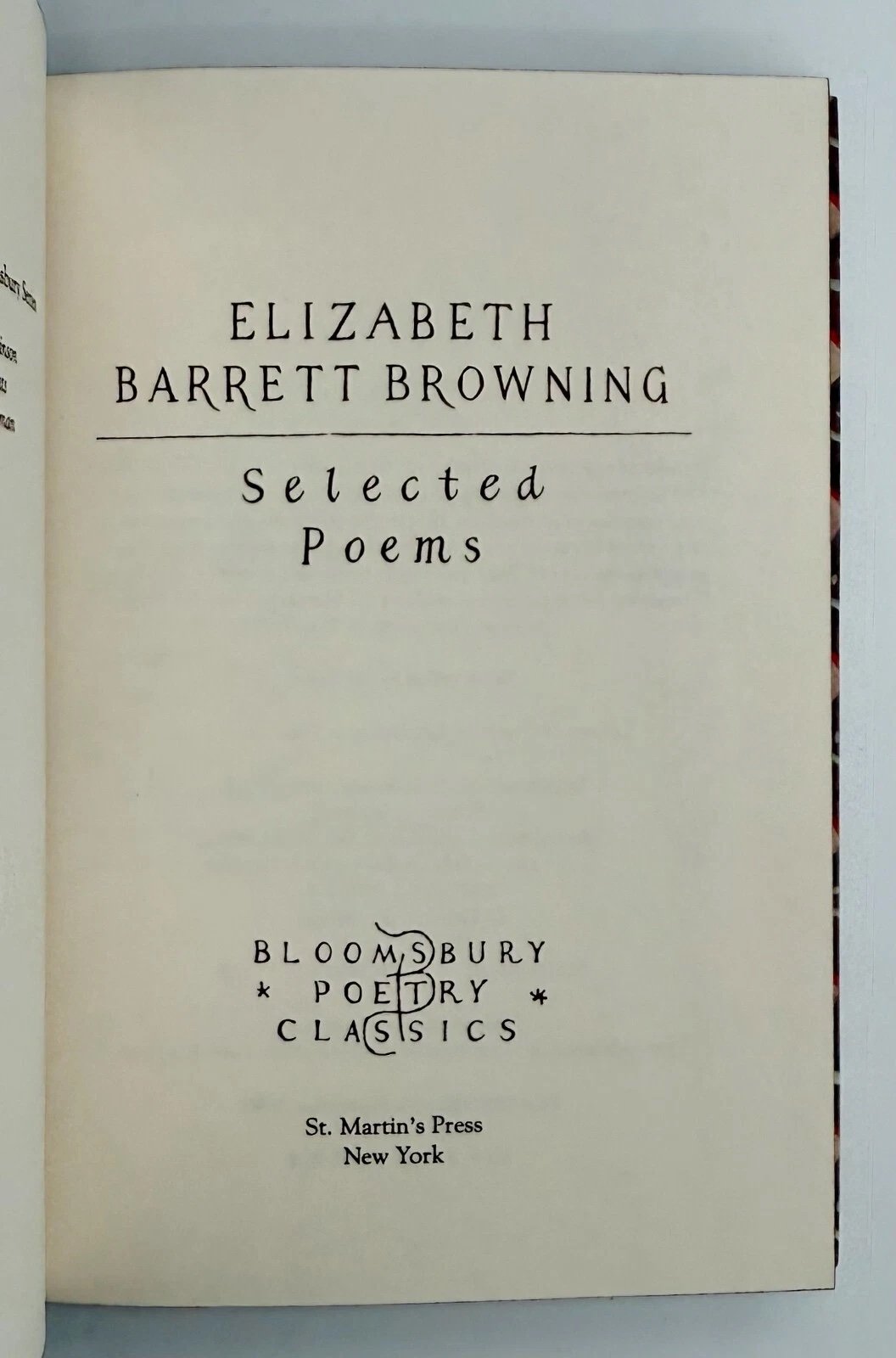 Title page of 'Selected Poems' by Elizabeth Barrett Browning from Bloomsbury Poetry Classics.