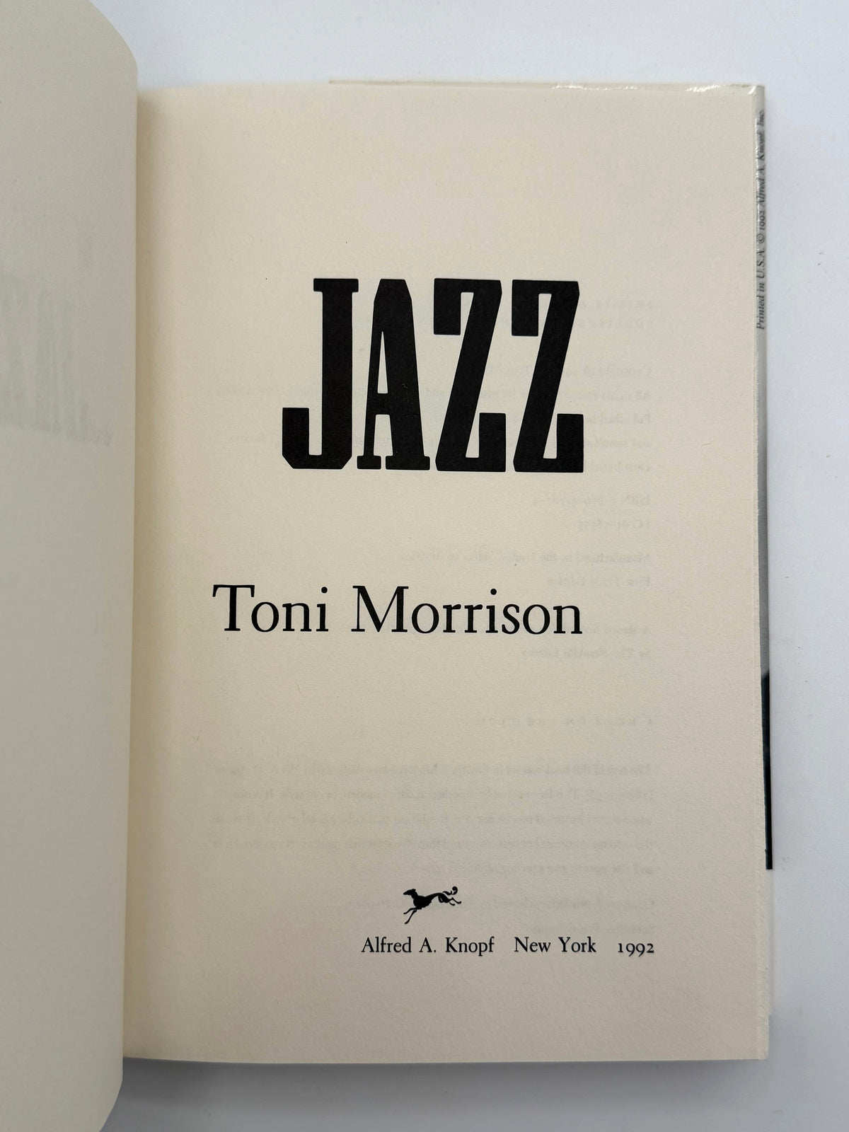 Jazz by Toni Morrison | 1992 First Trade Edition