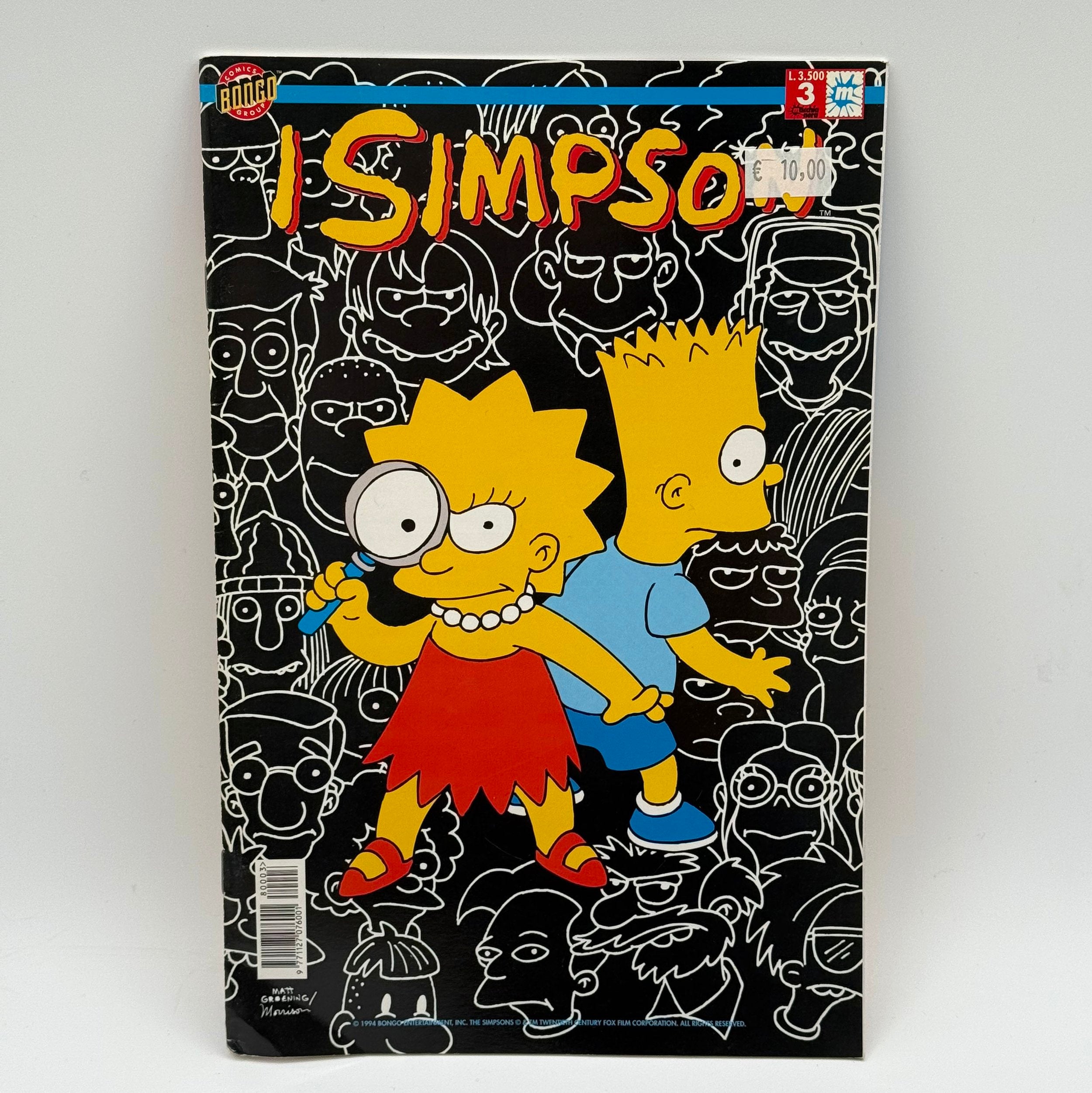 Comic book cover featuring Bart and Lisa Simpson with a black background
