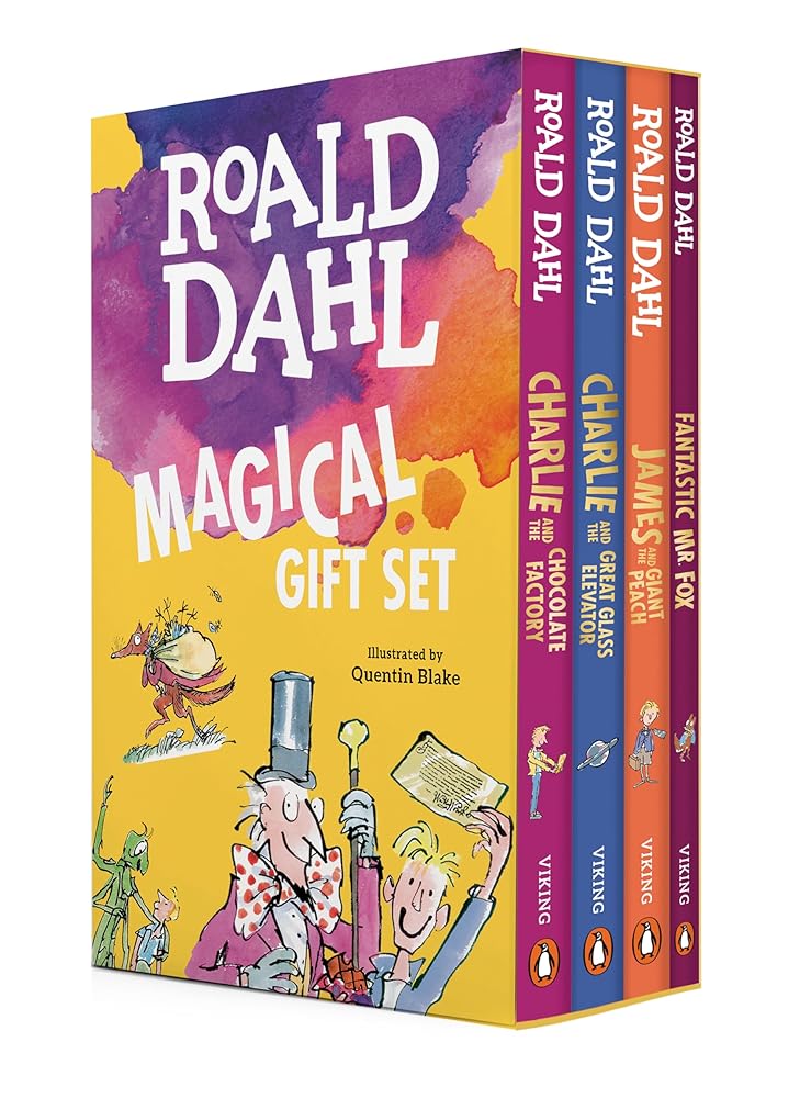 Roald Dahl Magical Gift Boxed Set (4 Books): Charlie and the Chocolate Factory, James and the Giant Peach, Fantastic Mr. Fox,Charlie and the Great Glass Elevator cover image