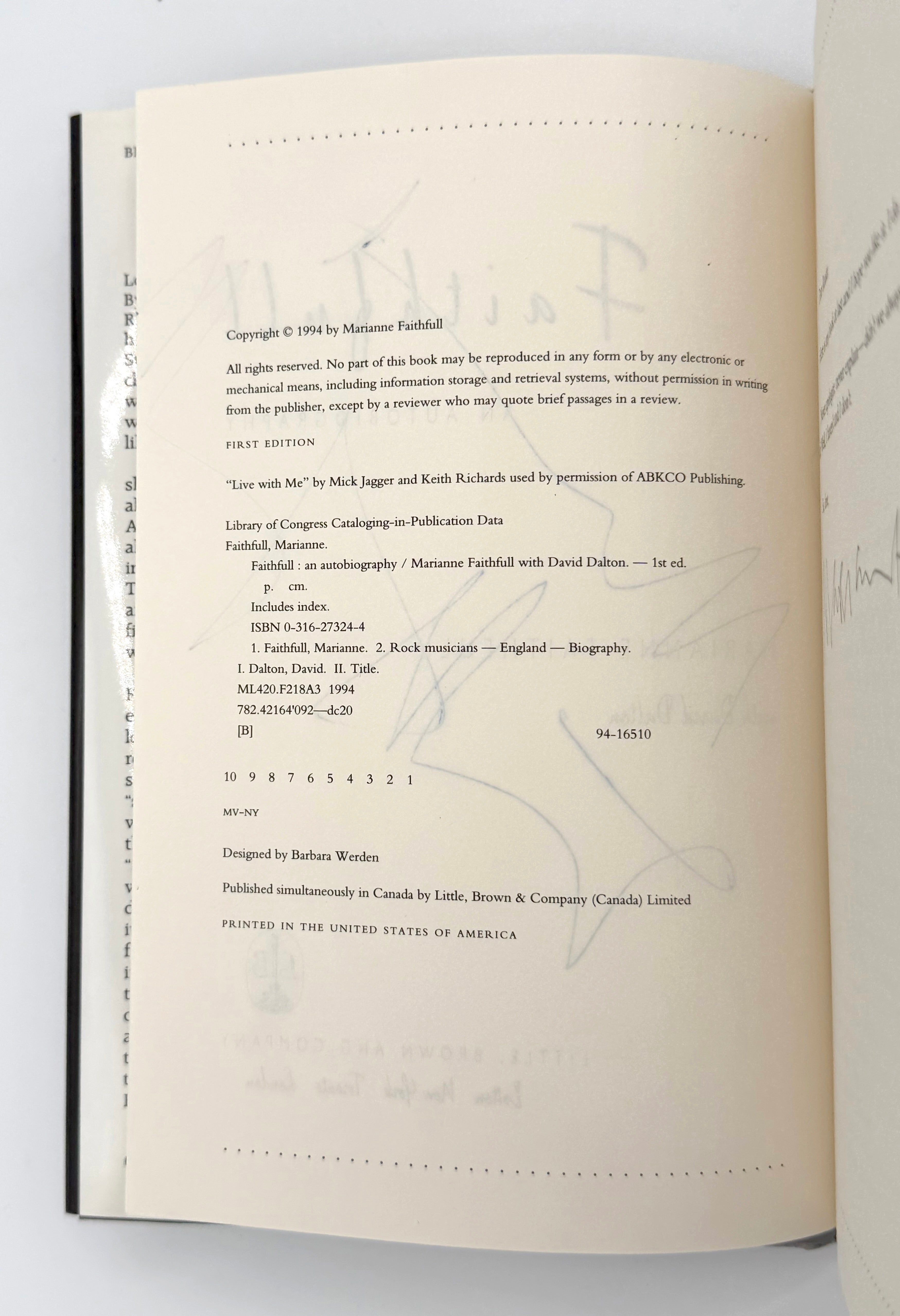 Faithfull: An Autobiography — Signed First Edition by Marianne Faithfull