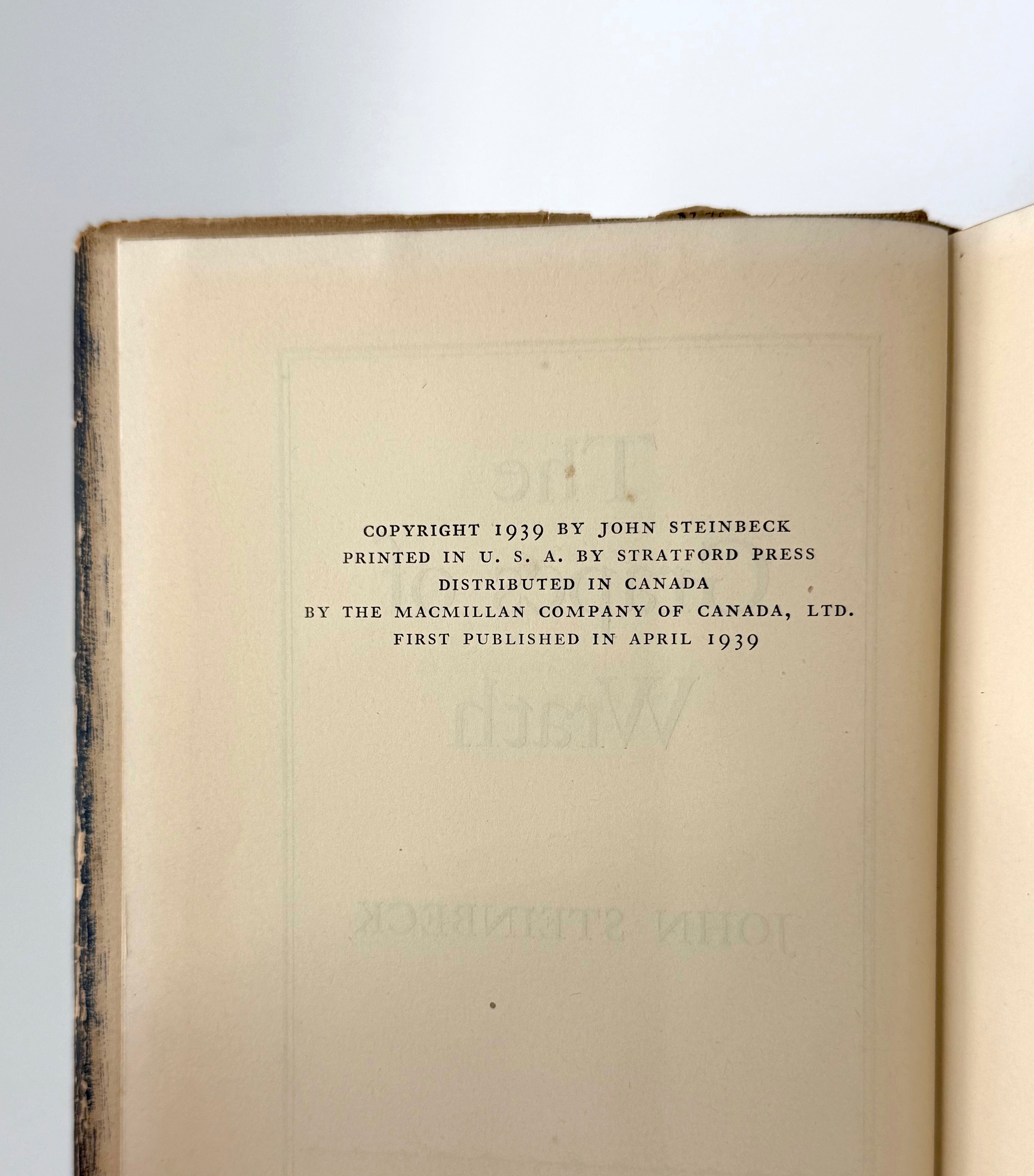 The Grapes of Wrath — First Edition, First Printing (1939)