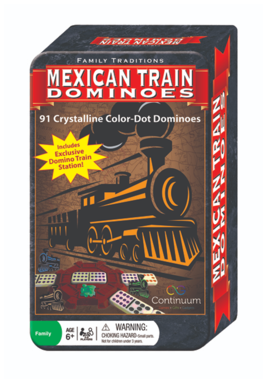 Family Traditions Mexican Train Dominoes Tin