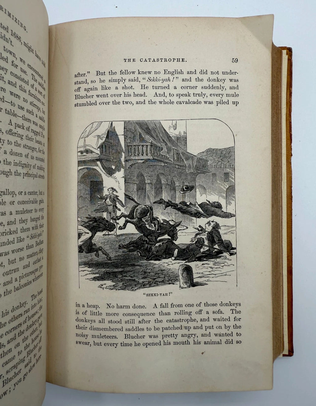 Open book with text and illustration on a white background