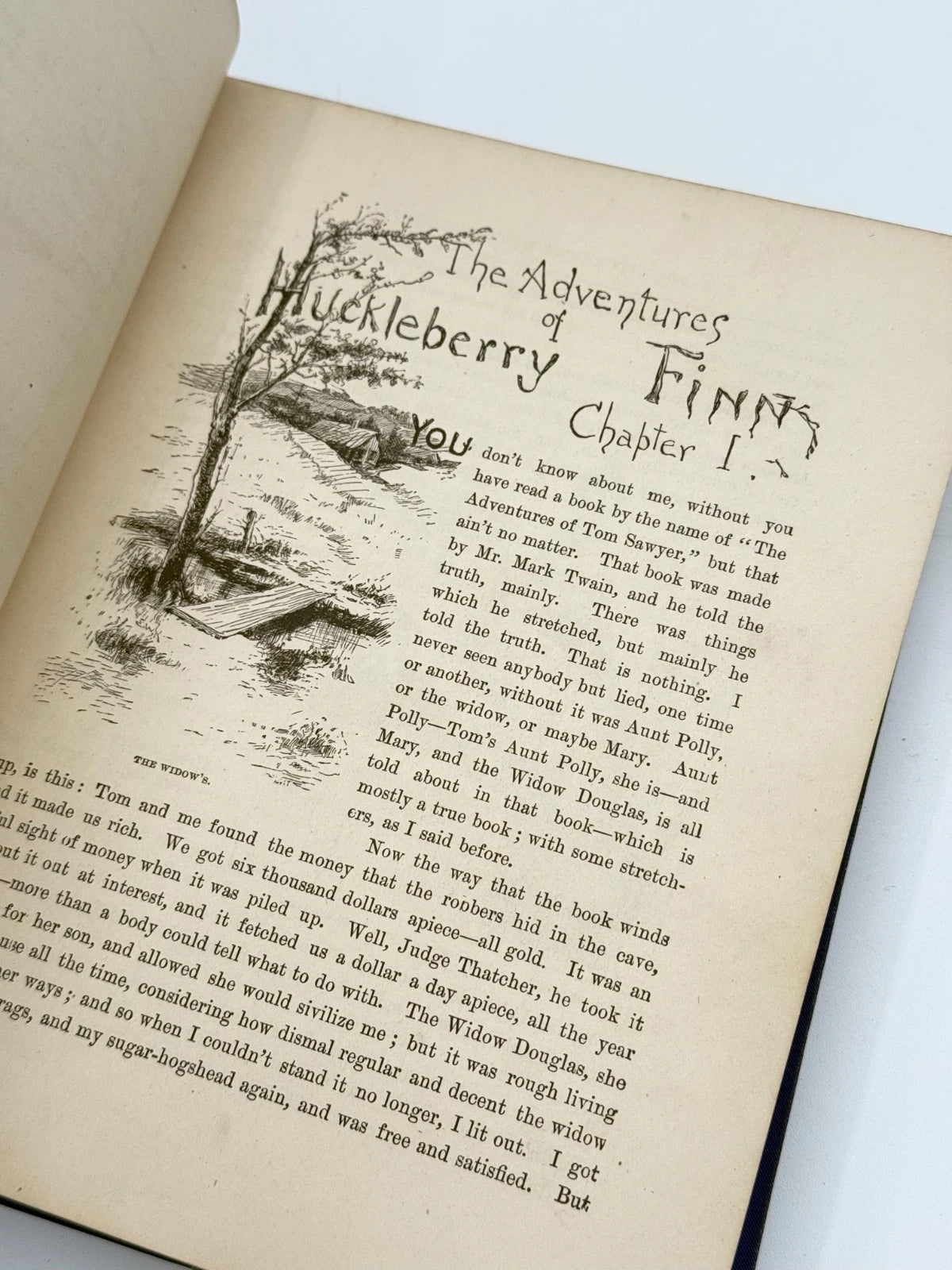 Open book with text and illustration on a white background